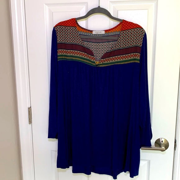 Ezra Colorful Geometric Patterned Blouse plus size 3XL - Picture 1 of 6